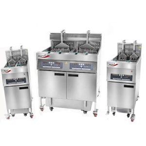 SURRI Automatic Oil Filtering Lifting Baskets Commercial Electric Gas Deep Fryer With Double Tanks for Fried Chickens