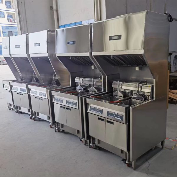 SURRI Fast Food Restaurant Kitchen Commercial Fryer Electric with Ventless Range Hood System and Automatic Basket Lift - 图片 5