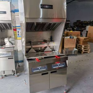 SURRI Fast Food Restaurant Kitchen Commercial Fryer Electric with Ventless Range Hood System and Automatic Basket Lift