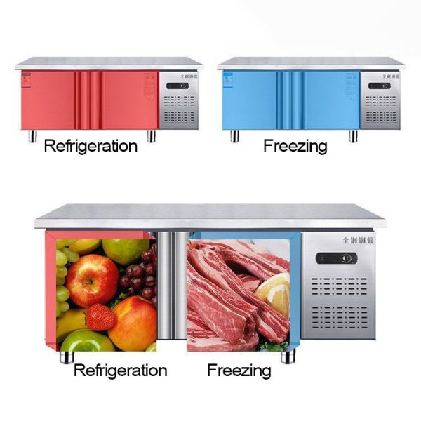 SURRI Dual-Temperature Commercial Refrigerator Freezer Flat Cooling Fresh-Keeping Kitchen Workbench Freezer Countertop - 图片 4