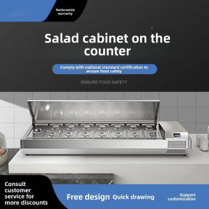 SURRI Commercial Countertop Salad Display Refrigerated Showcase Flip-Top Fresh-Keeping Pizza Dessert Glass Refrigerator