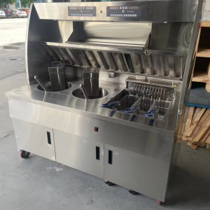 surri customized deep fryer french chip fryer with warmer and oil filter smoke hood